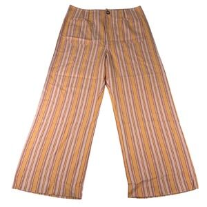 Maeve Anthropologie Colette Wide Leg Pants Womens 32 Orange Striped Cropped